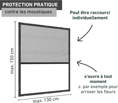  Windhager Ultra-Flat Premium Pleated Window Mosquito Net Charcoal Grey 130 X 150 Cm