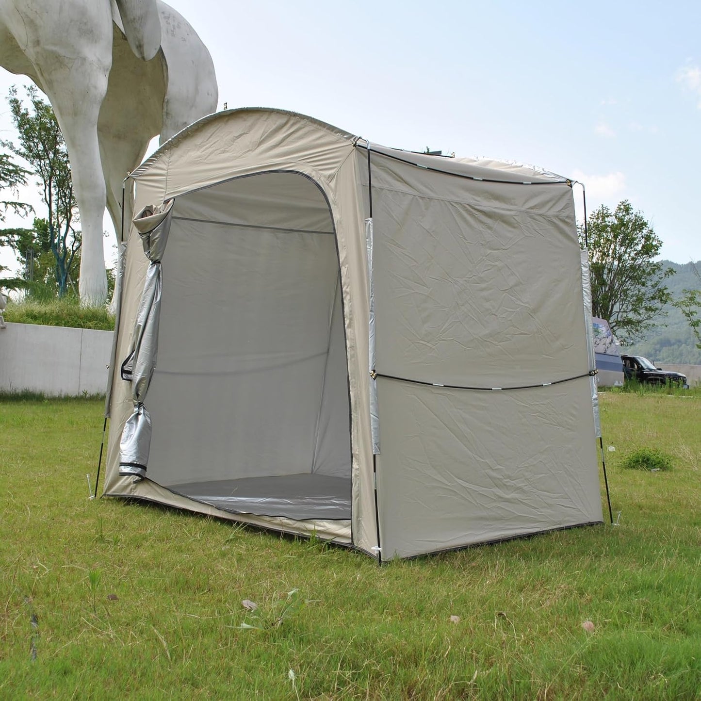 GENERIC Abri De Rangement Pour Vélo, Imperméable, Pour Le Rangement Extérieur – Abri Pliable Pour Moto Et Outils De Jardin, Dimensions 220 X 150 X 185 Cm, Idéal Pour Protéger Tondeuse à Gazon Et AUT