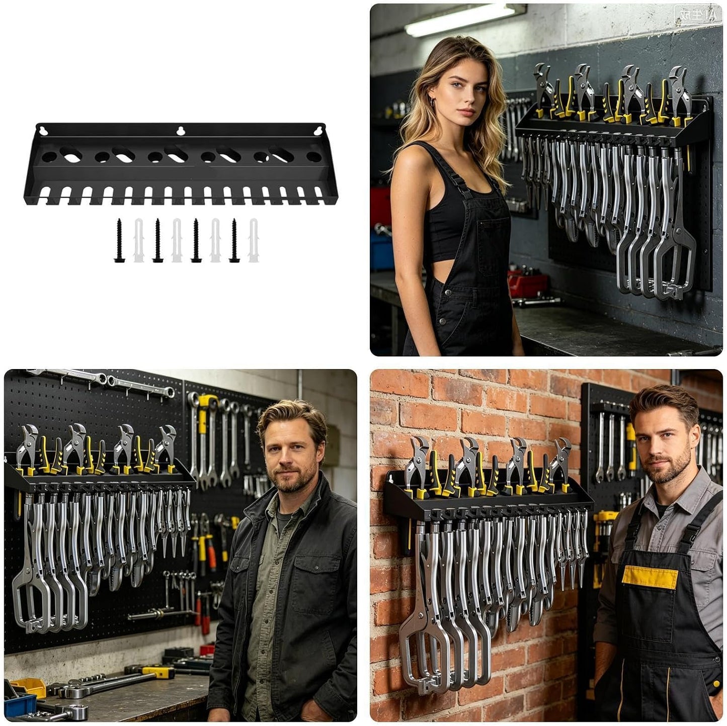  Générique Organiseur Mural Pour Outils - Support Rangement Pour Pinces Utilitaires,Rangement Mural,pour Jardin Cour Arrière Garage Patio Sous-Sol Atelier Entrepôt