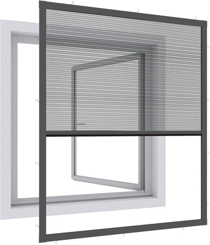  Windhager Ultra-Flat Premium Pleated Window Mosquito Net Charcoal Grey 130 X 150 Cm