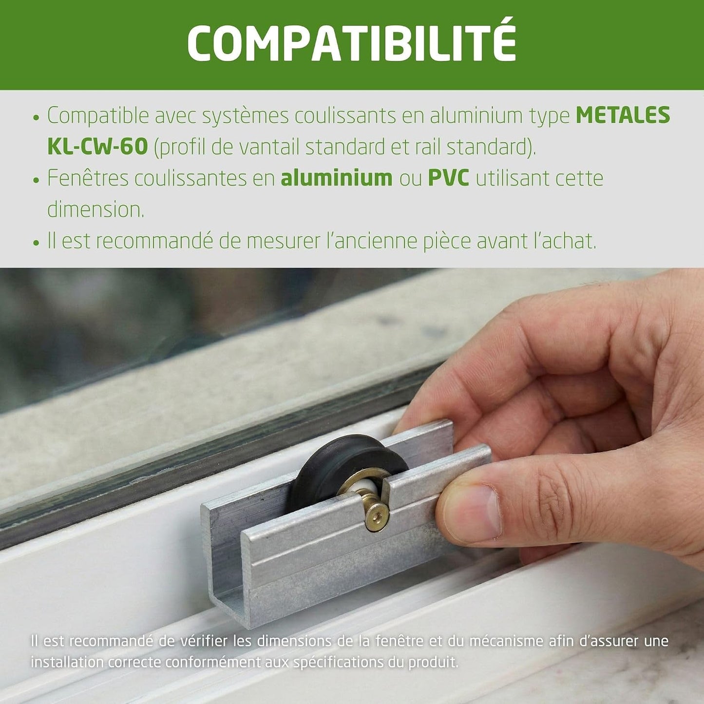  Amig - Roulement Fenêtre Coulissante | Lot De 2 Unités | Taille 39 X 14 Mm | Boîtier Métallique Et Roulement à Billes | Conçu Pour Les Fenêtres Coulissantes | Aluminium