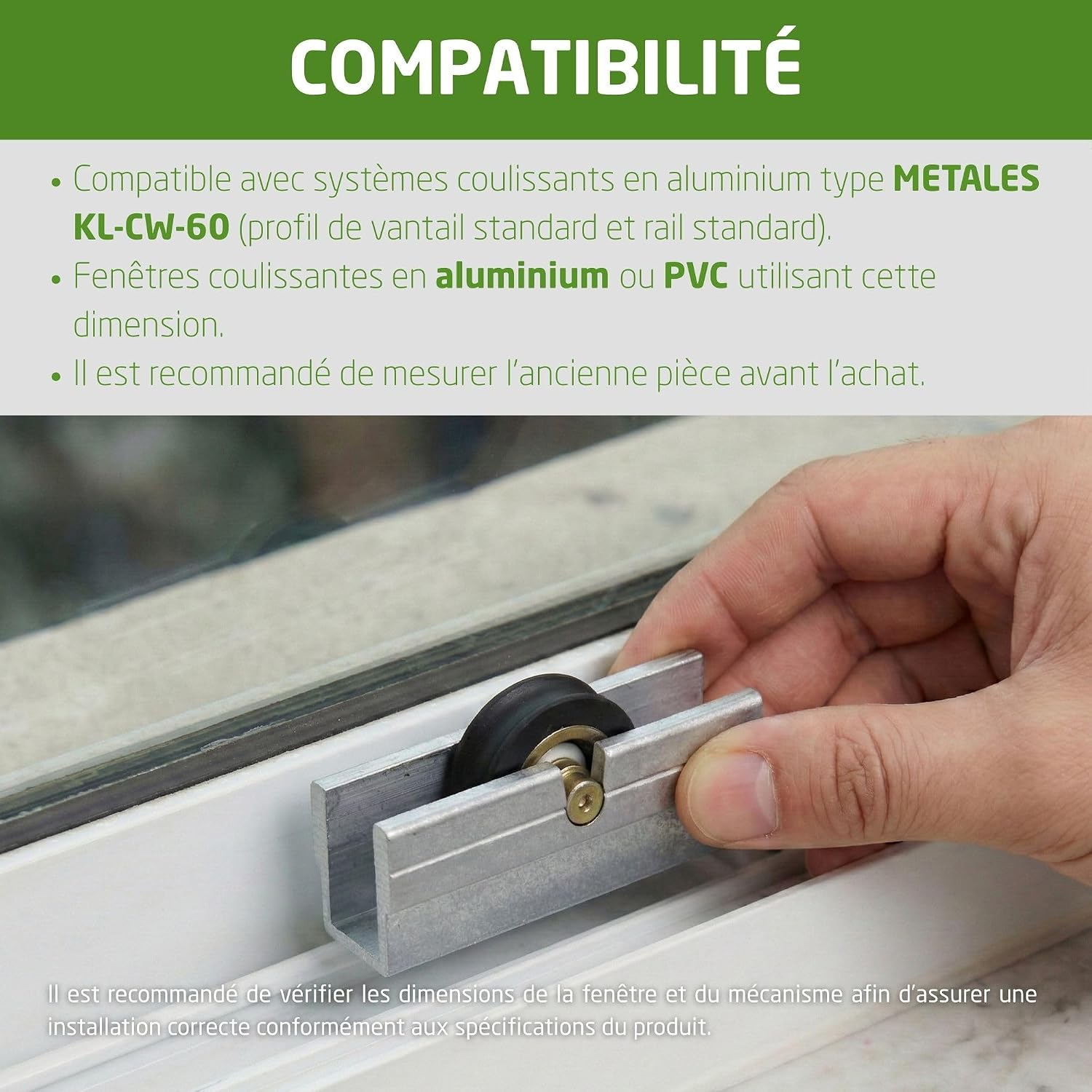  Amig - Roulement Fenêtre Coulissante | Lot De 2 Unités | Taille 39 X 14 Mm | Boîtier Métallique Et Roulement à Billes | Conçu Pour Les Fenêtres Coulissantes | Aluminium