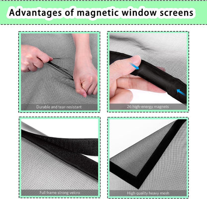  Mosquito Net Window 138 X 118 Cm Extendable Fibreglass Mesh Automatic Closure And Detachable For Living Room Window, White