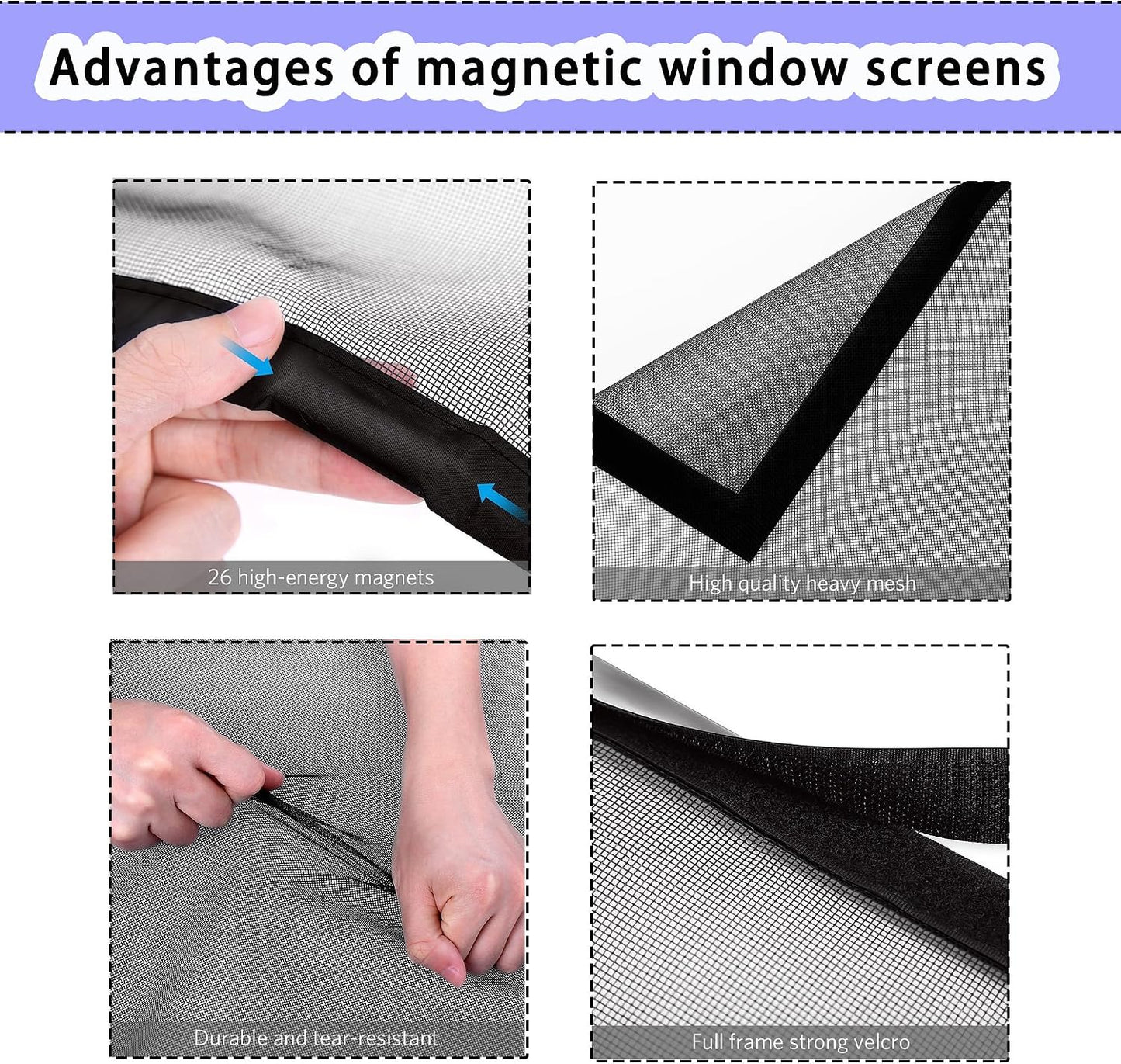 Window Mosquito Net 127 X 139 Cm Magnetic Automatic Closing No Drilling For Home Windows, White