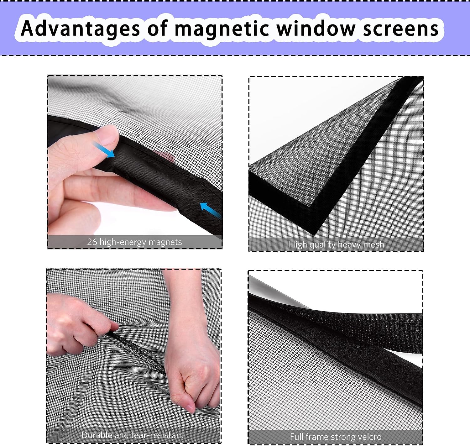  Window Mosquito Net 127 X 139 Cm Magnetic Automatic Closing No Drilling For Home Windows, White