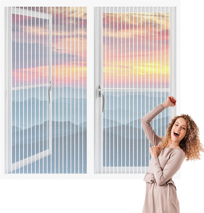  Mosquito Nets For Windows, 137 X 107 Cm, Automatic Anti-Mosquito Curtain, Powerful Magnets, Automatic Window Closure, Prevents Mosquitoes, White