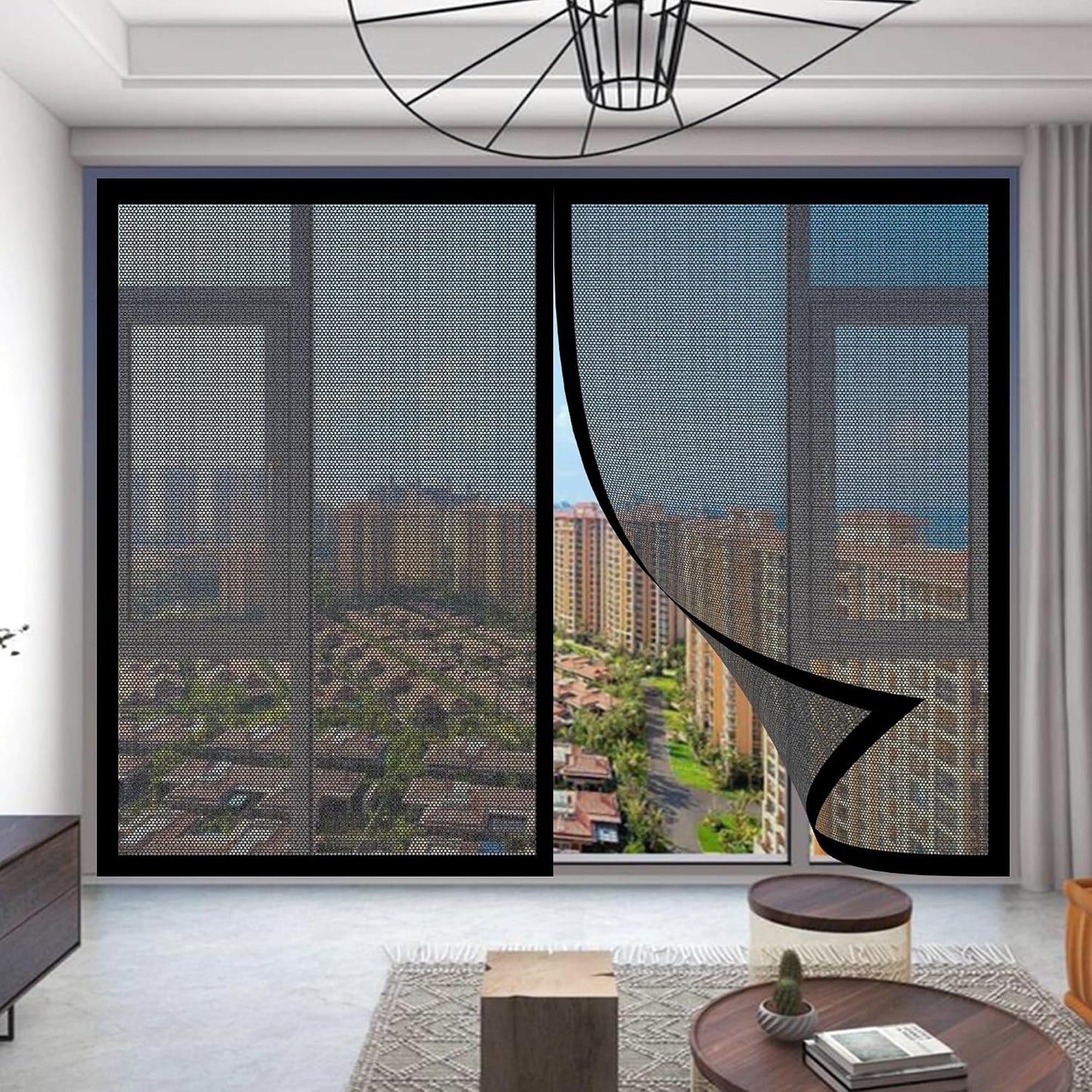  Window Mosquito Net 168 X 140 Cm Adjustable Powerful Magnets For Doors Windows Balcony Living Room Black