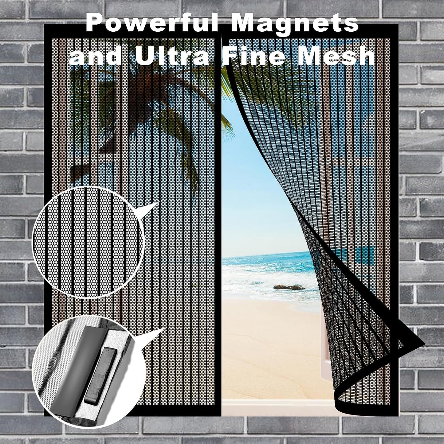  Magnetic Mosquito Net 92 X 79 Cm Easy To Install Without Drilling For Hallways, Living Room, Kitchen, Bay Window, White