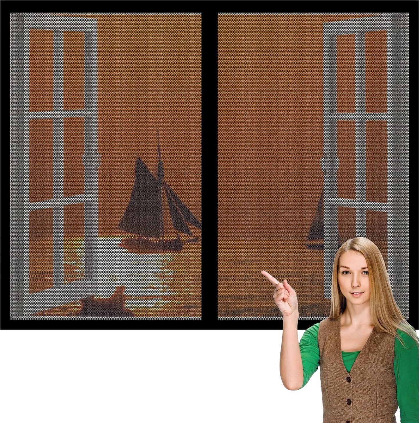 Moustiquaire Porte Fenetre 93 X 117 Cm Moustiquaire Magnétique Arrêter Autres Insectes Bestioles Pour Couloirs, Salon Cuisine Baie Vitree, Noir