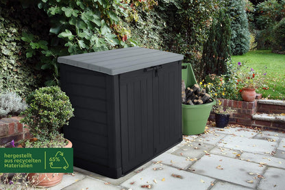  KETER Coffre De Rangement Extérieur En Résine 1200 Litres Noir Et Gris Range Poubelles Ou Vélo