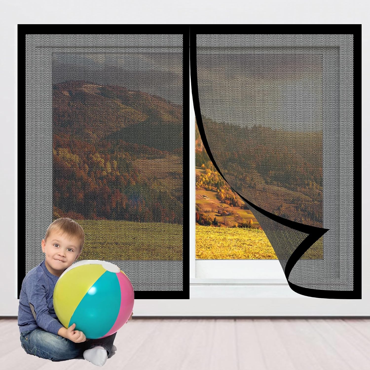  Mosquito Nets For Window 78 X 105 Cm With Magnets Mosquito Net On Curtain Breathable Ultra Thin Mesh For Window Patio Doors, Black