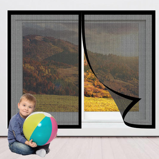  Mosquito Nets For Window 78 X 105 Cm With Magnets Mosquito Net On Curtain Breathable Ultra Thin Mesh For Window Patio Doors, Black