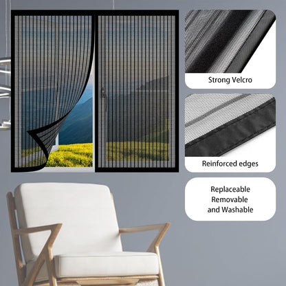  Magnetic Insect Screen Door Window Curtain 138 X 167 Cm Easy Installation For Living Room Window Black
