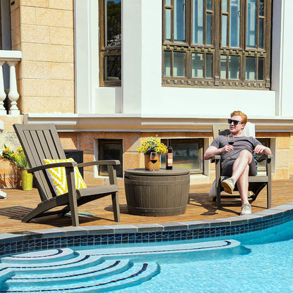  YITAHOME Coffre De Rangement Ronde De 127L, Boîte De Rangement Extérieure Pour Coussin De Table De Patio, Accessoires De Piscine, Résine Imperméable Et Montage Facile Léger, Marron Clair