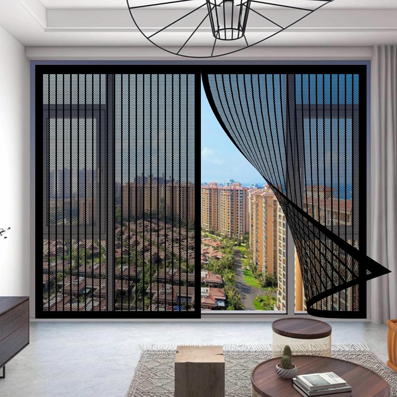 Magnetic Mosquito Net 92 X 79 Cm Easy To Install Without Drilling For Hallways, Living Room, Kitchen, Bay Window, White