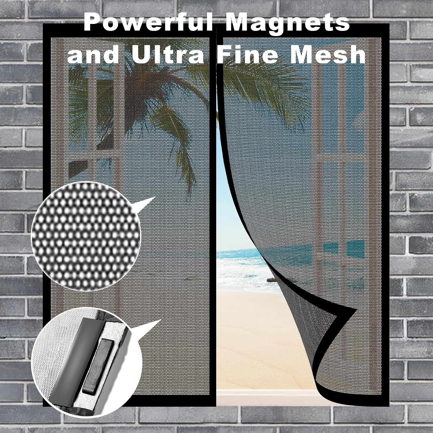  Window Mosquito Net 168 X 140 Cm Adjustable Powerful Magnets For Doors Windows Balcony Living Room Black