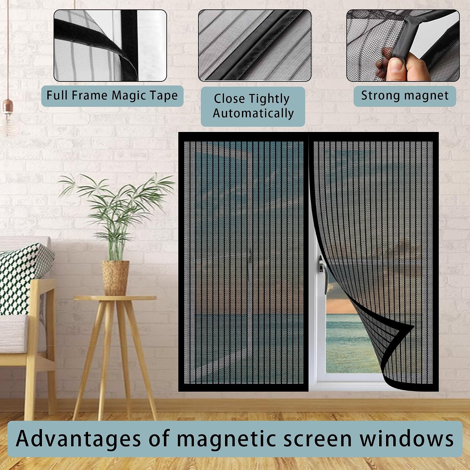  Mosquito Net For Windows 103 X 170 Cm No Drilling Magnetic Adsorption For Corridors Windows Patio, White