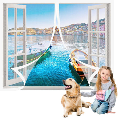  Magnetic Mosquito Net For Windows, 110 X 170 Cm, Magnetic Window Insect Screen, Easy Installation For Windows Doors, White