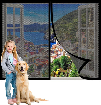  Window Mosquito Net 149 X 107 Cm Anti-Mosquito Self Adhesive Breathable Curtain Mesh Ultra Thin Mesh For Window Patio Doors, Black