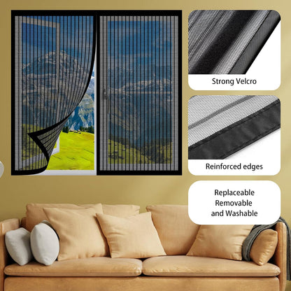  Magnetic Mosquito Net For Doors And Windows, 117 X 121 Cm, Magnetic Mosquito Net For Windows And Patio, White