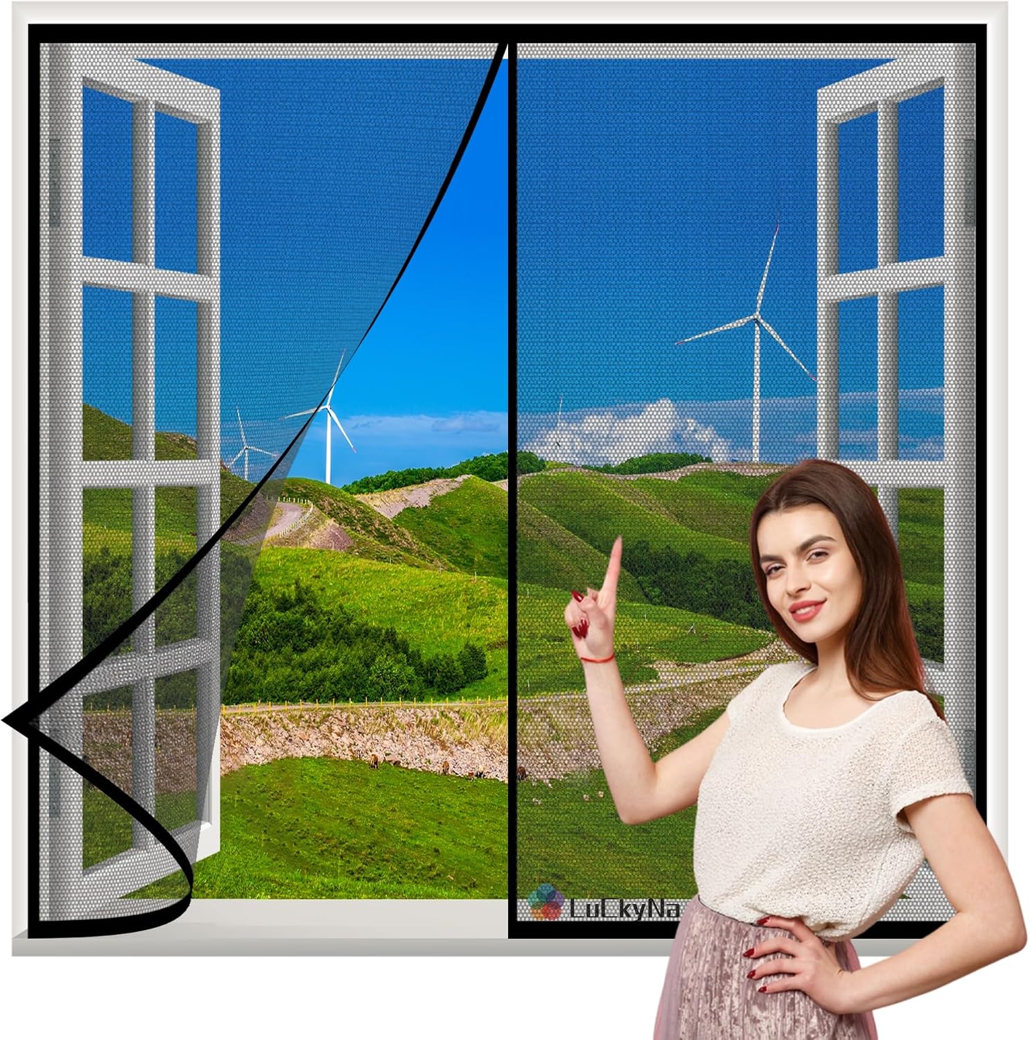  Magnetic Mosquito Net Window 125 X 125 Cm Black Magnetic Door Window With Strong Magnets For Balcony, Bedroom, Living Room, Hallway, Window