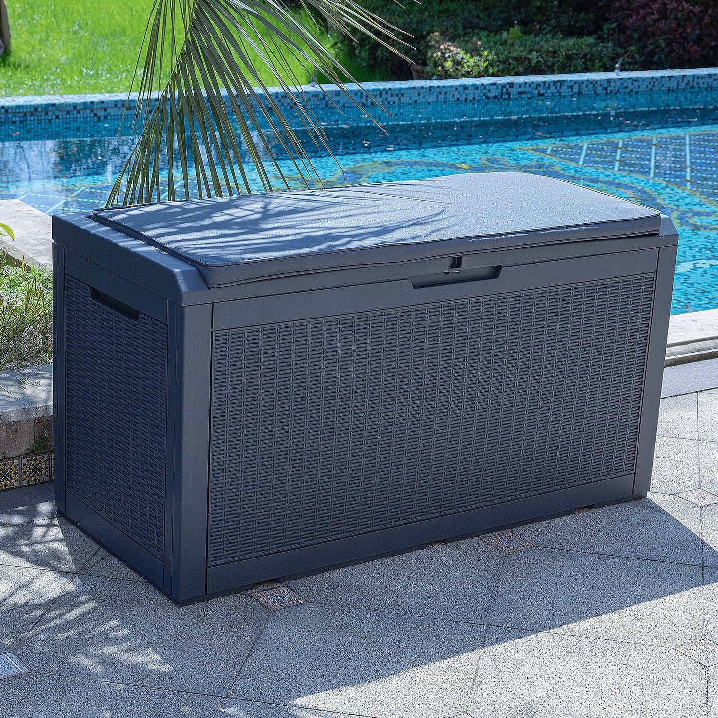  YITAHOME Grand Boîte De Rangement Extérieure En Résine De 380L Avec Pour Meubles De Patio, D'extérieur, Outils De Jardin Et Fournitures De Piscine - Étanche, Verrouillable