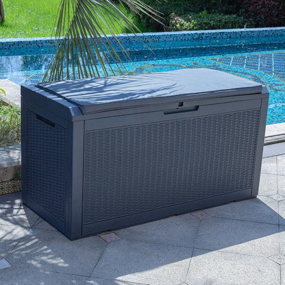  YITAHOME Grand Boîte De Rangement Extérieure En Résine De 380L Avec Pour Meubles De Patio, D'extérieur, Outils De Jardin Et Fournitures De Piscine - Étanche, Verrouillable