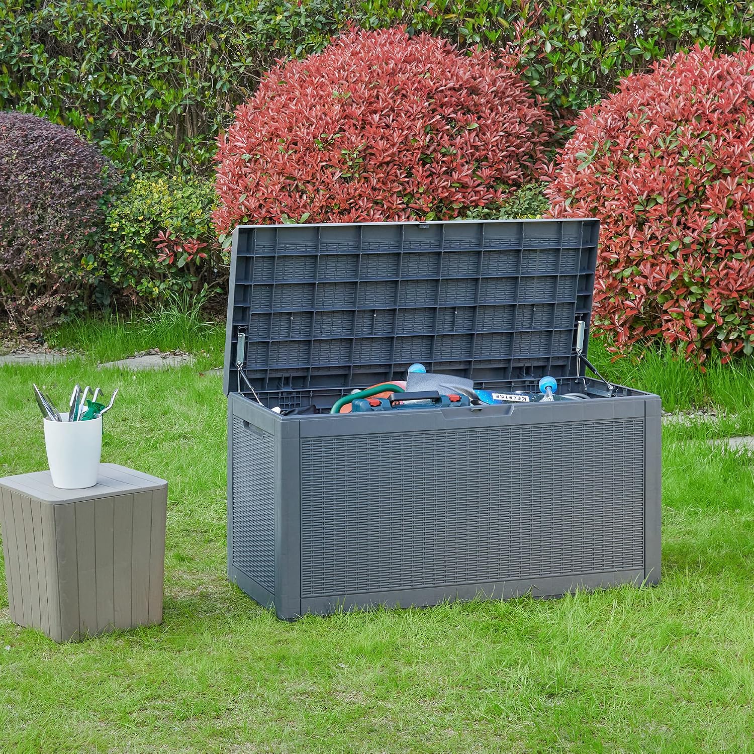  YITAHOME Grand Boîte De Rangement Extérieure En Résine De 380L Avec Pour Meubles De Patio, D'extérieur, Outils De Jardin Et Fournitures De Piscine - Étanche, Verrouillable